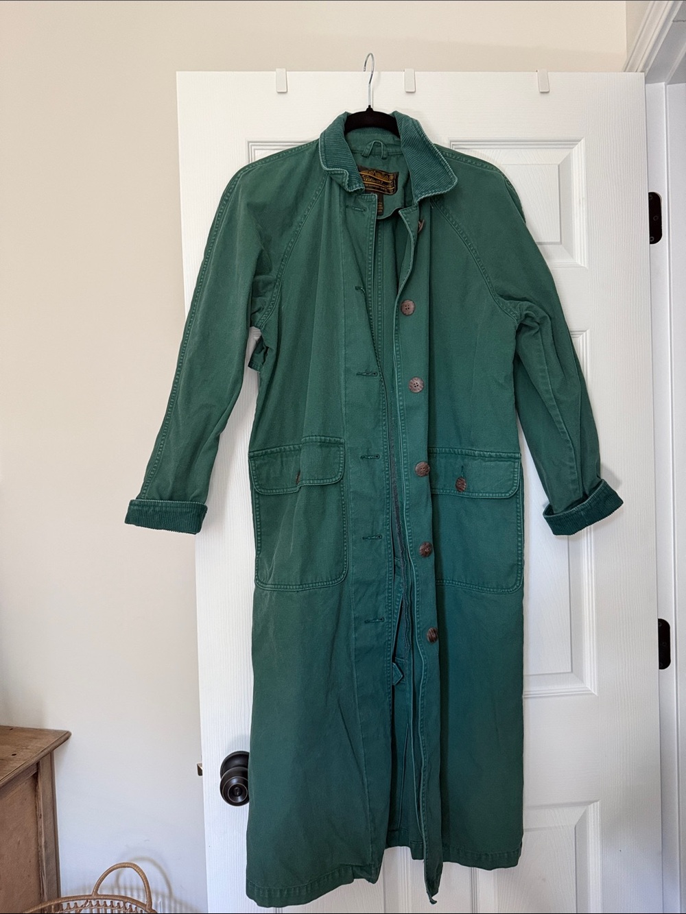 Eddie Bauer Forest Green Long Trench Coat